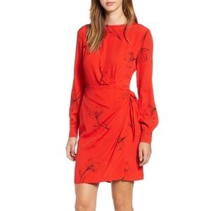 Astr Red Mini Dress with Apron Front